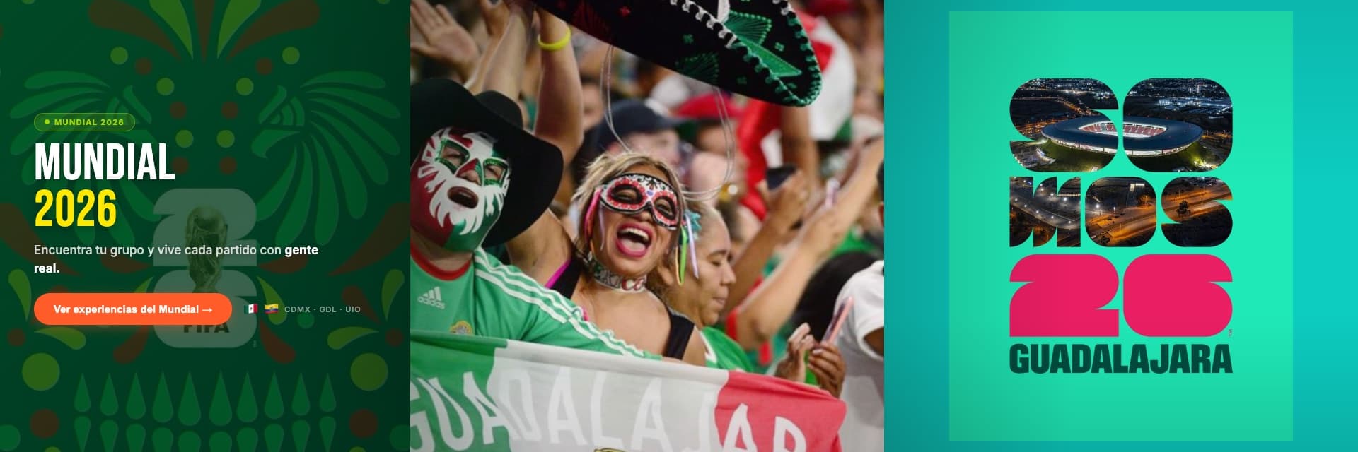 Mundial 2026 — Encuentra tu grupo y vive cada partido con gente real. CDMX, GDL y UIO.